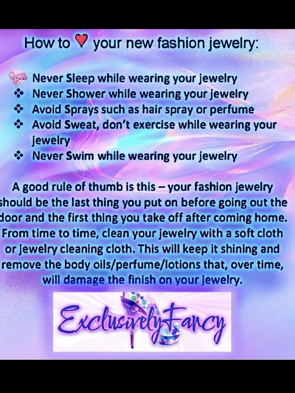 💎JEWELRY CARE INSTRUCTIONS💎
